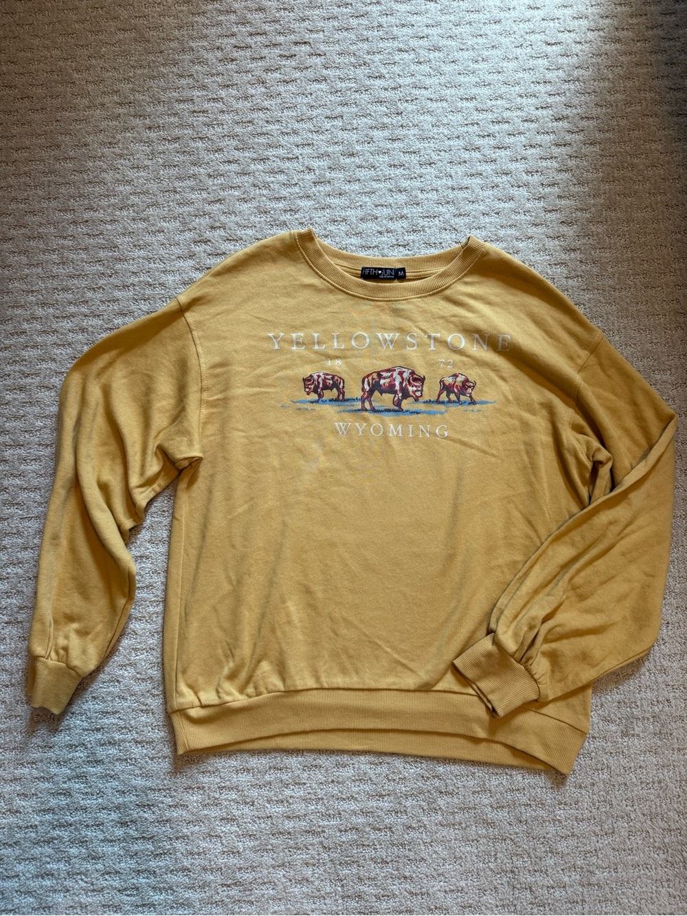 Fifth Sun Mustard Yellowstone Wyoming Crewneck